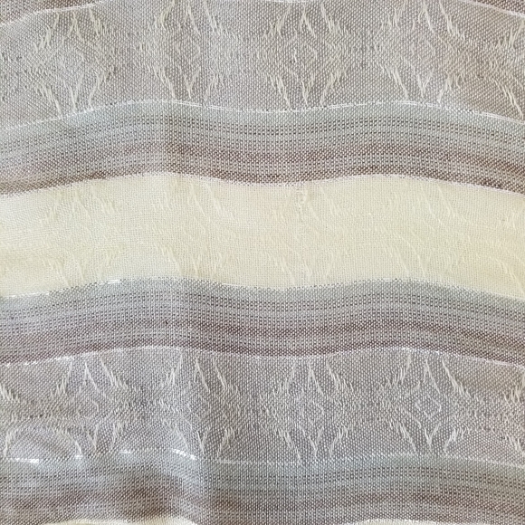 Chemistry chartreuse espresso brown striped scarf silver metallic thread fringe - Picture 4 of 6